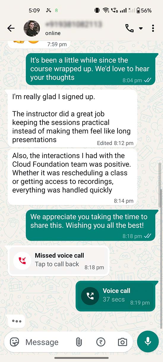 Ananya - WhatsApp review